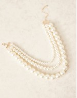 short necklaces with multirow faux pearl detail
