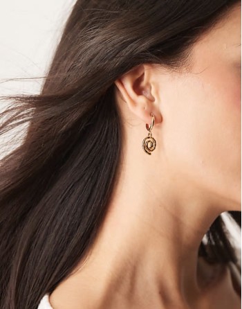 huggie hoop earrings with swirl pendant